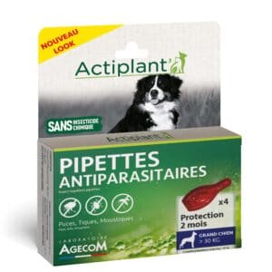 1 boîte de 4 pipettes insectifuges chien + 30 kg