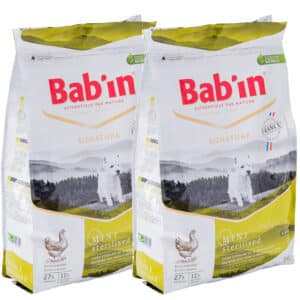 LOT DE 2 PAQUETS de 3 kg de croquettes chien stérilisé/ BAB’IN Mini Stérilised