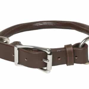 Collier cuir rond pour chien-CHOCOLAT.