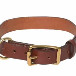 Collier cuir simple pour chien couleur CHATAIGNE