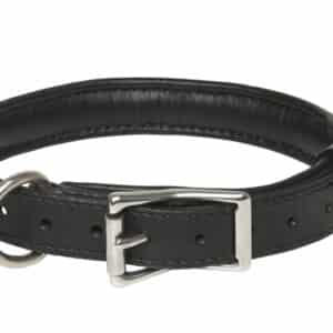 Collier cuir doublé veau pour chien NOIR.