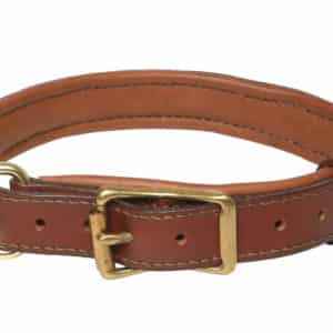 Collier cuir doublé veau pour chien CHÂTAIGNE.