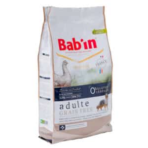 1 paquet de 12 kg de croquettes au poulet, sans céréales chien adulte/ BAB’IN ADULTE GRAIN FREE