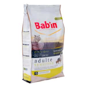 1 paquet de 12 kg de croquettes pour chien adulte BAB’IN Sensitive Riche en Agneau