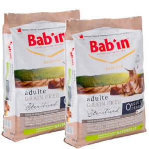 Croquettes pour chat sans céréales – LOT DE 2 PAQUETS de 8 kg Bab’in pour chat adulte