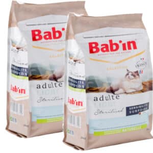 LOT DE 2 PAQUETS de 2 kg de croquettes pour chat/ BAB’IN  LIGHT