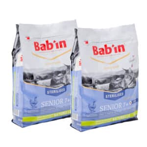 LOT DE 2 PAQUETS de 8 kg de croquettes/ BAB’IN CHAT SENIOR 7+