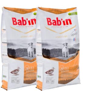 LOT DE 2 PAQUETS de croquettes de 8 kg chien de petite race/ BAB’IN Mini Adulte